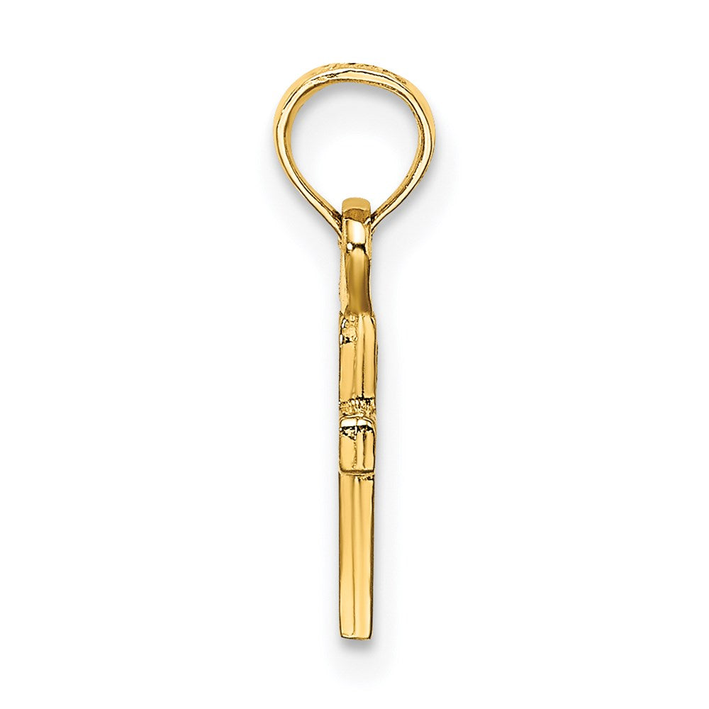 10K / 14K Yellow Gold Polished Mini Cross Charm - Product Photo