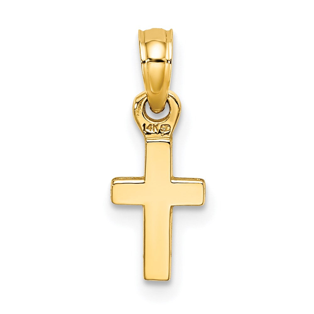 10K / 14K Yellow Gold Polished Mini Cross Charm - Product Photo