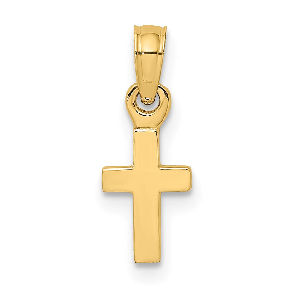 10K / 14K Yellow Gold Polished Mini Cross Charm - Product Photo