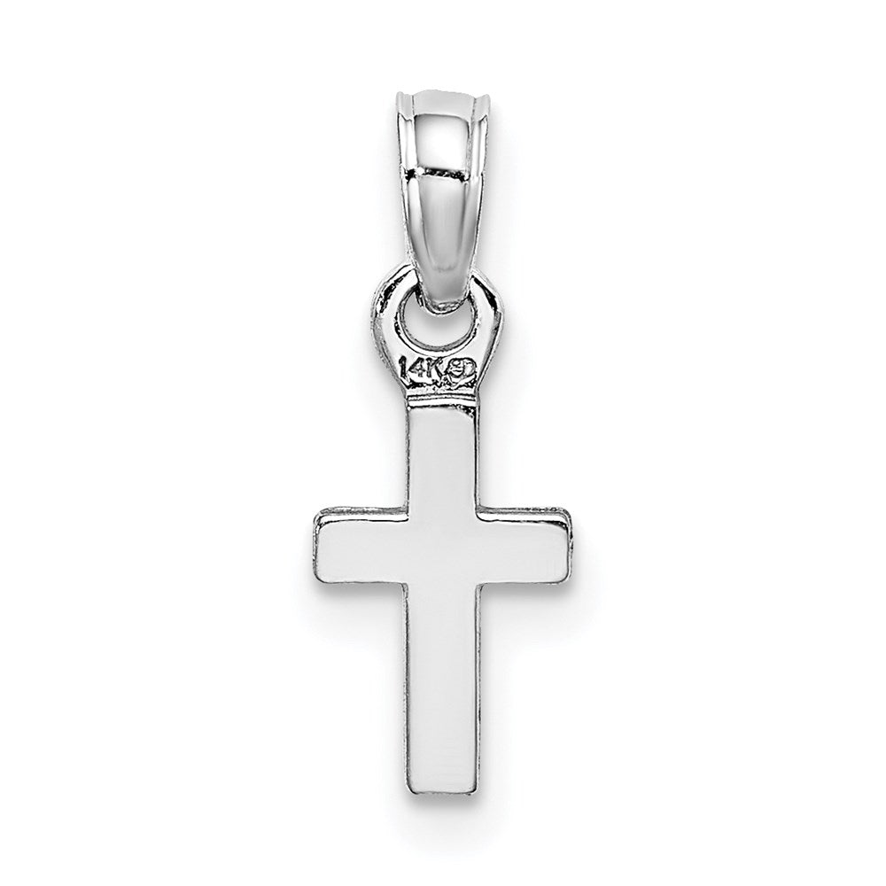 10K / 14K White Gold Polished Mini Cross Charm - Product Photo