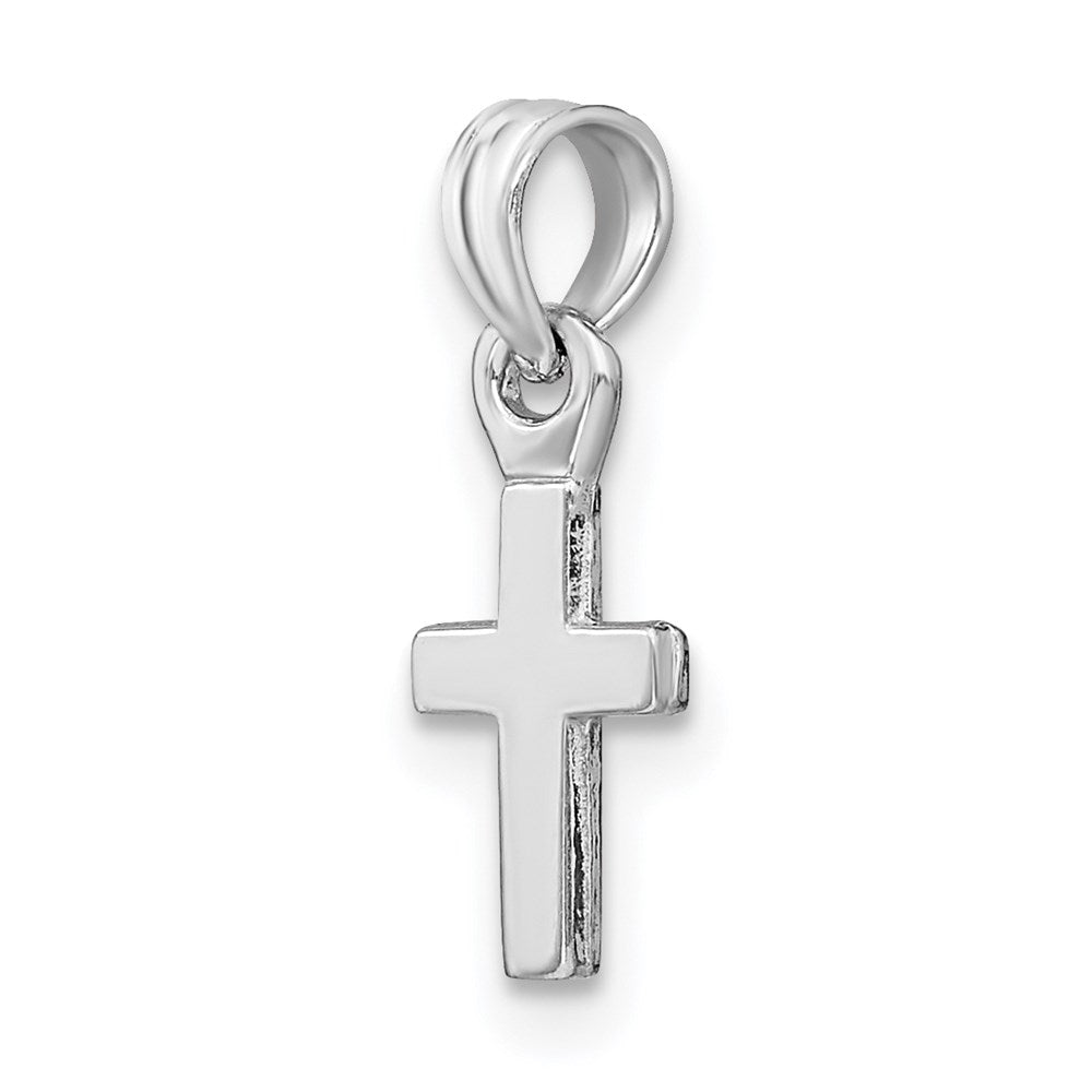 10K / 14K White Gold Polished Mini Cross Charm - Product Photo