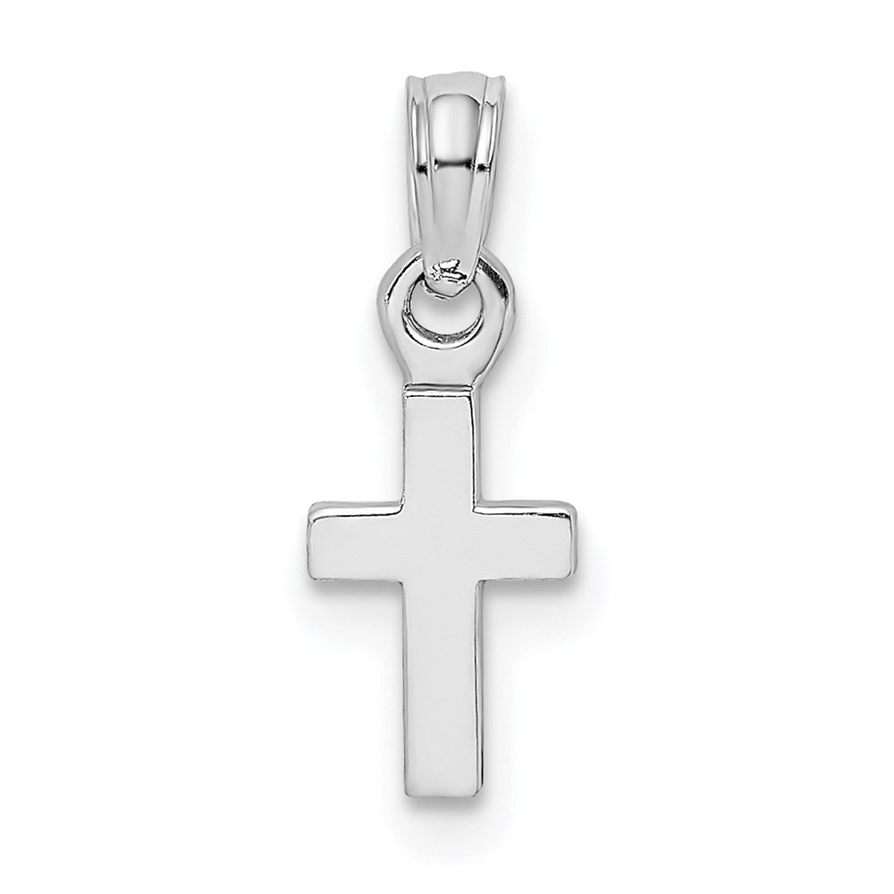 10K / 14K White Gold Polished Mini Cross Charm - Product Photo