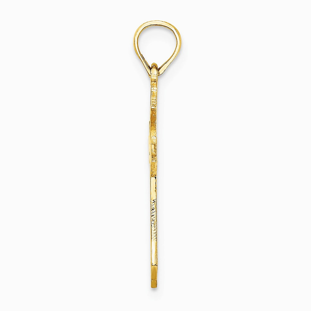 10K / 14K Yellow Gold Filigree Cross Charm - Product Photo