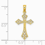 10K / 14K Yellow Gold Filigree Cross Charm - Product Photo