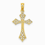 10K / 14K Yellow Gold Filigree Cross Charm - Product Photo