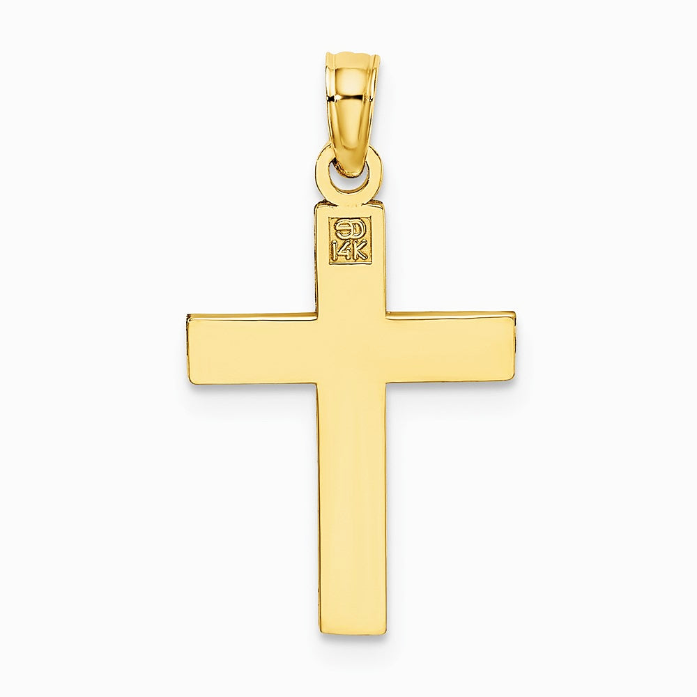 10K / 14K Yellow Gold Diamond-Cut Block Cross Charm - Product Photo