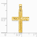 10K / 14K Yellow Gold Diamond-Cut Block Cross Charm - Product Photo