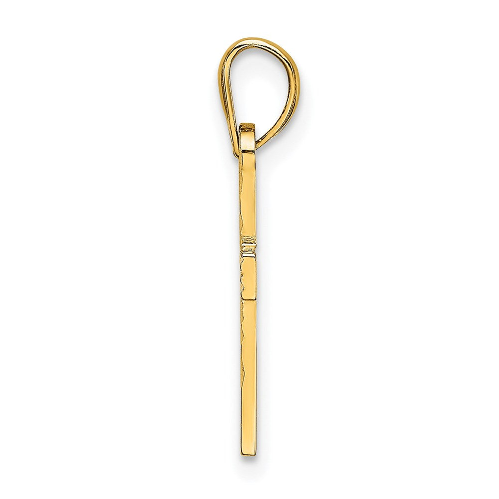 10K / 14K Yellow Gold Diamond-Cut Cross Charm - Product Photo