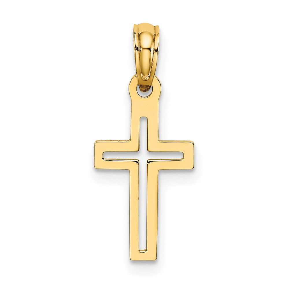 10K / 14K Yellow Gold Diamond-Cut Cross Charm - Product Photo