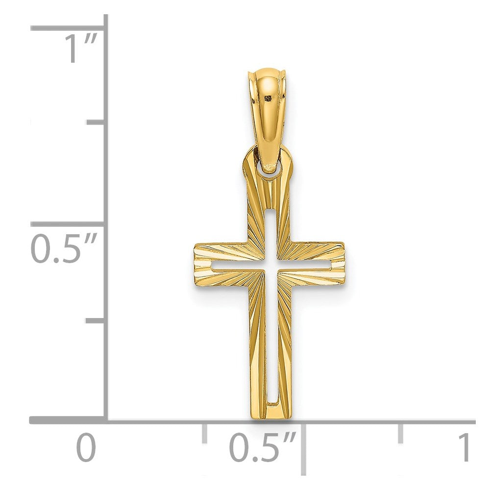 10K / 14K Yellow Gold Diamond-Cut Cross Charm - Product Photo
