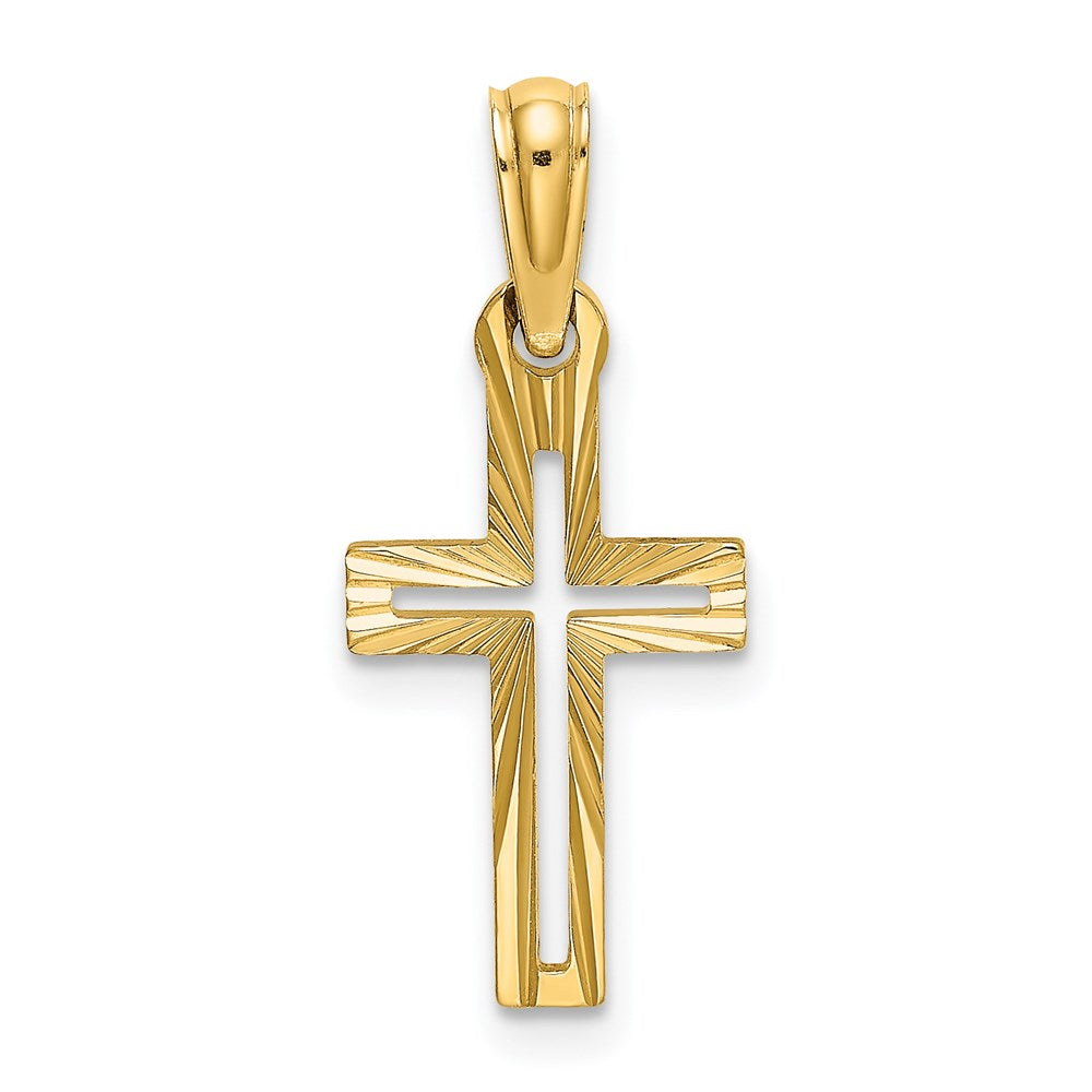 10K / 14K Yellow Gold Diamond-Cut Cross Charm - Product Photo
