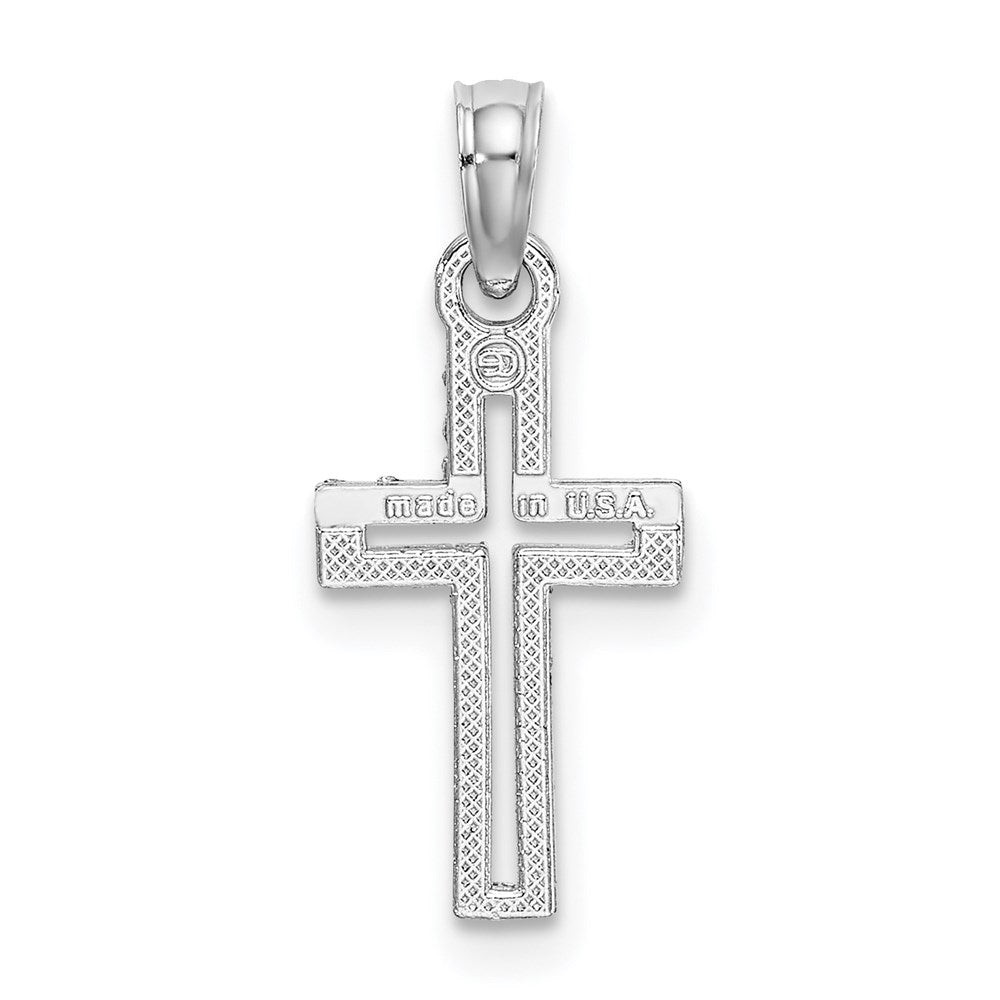 10K / 14K White Gold Diamond-Cut Cross Charm - Product Photo