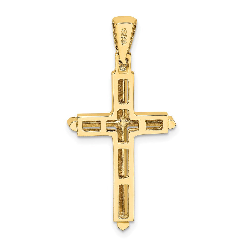 10K / 14K Yellow Gold Polished Cross Charm - Product Photo