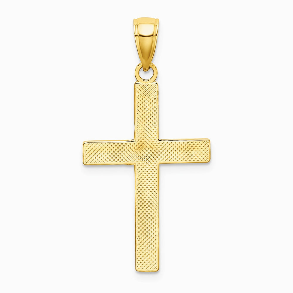 10K / 14K Yellow Gold Tubular Cross Pendant - Product Photo