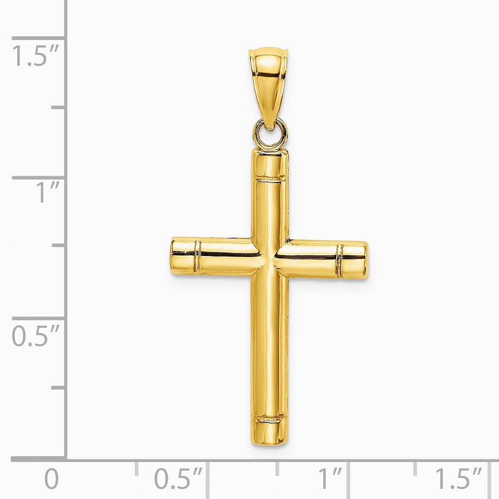 10K / 14K Yellow Gold Tubular Cross Pendant - Product Photo