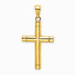 10K / 14K Yellow Gold Tubular Cross Pendant - Product Photo