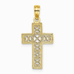 10K / 14K Yellow Gold Textured Lace Center Cross Charm - Product Photo