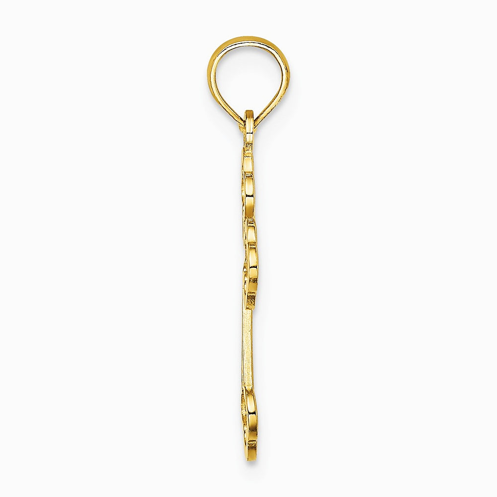 10K / 14K Yellow Gold Lace Center Budded Cross Charm - Product Photo