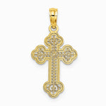 10K / 14K Yellow Gold Lace Center Budded Cross Charm - Product Photo