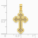 10K / 14K Yellow Gold Lace Center Budded Cross Charm - Product Photo