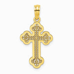 10K / 14K Yellow Gold Lace Center Budded Cross Charm - Product Photo