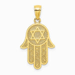 10K / 14K Yellow Gold Hamsa W/ Star Of David Charm - Product Photo