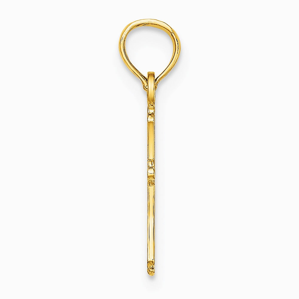 10K / 14K Yellow Gold Textured Mini Cross Charm - Product Photo