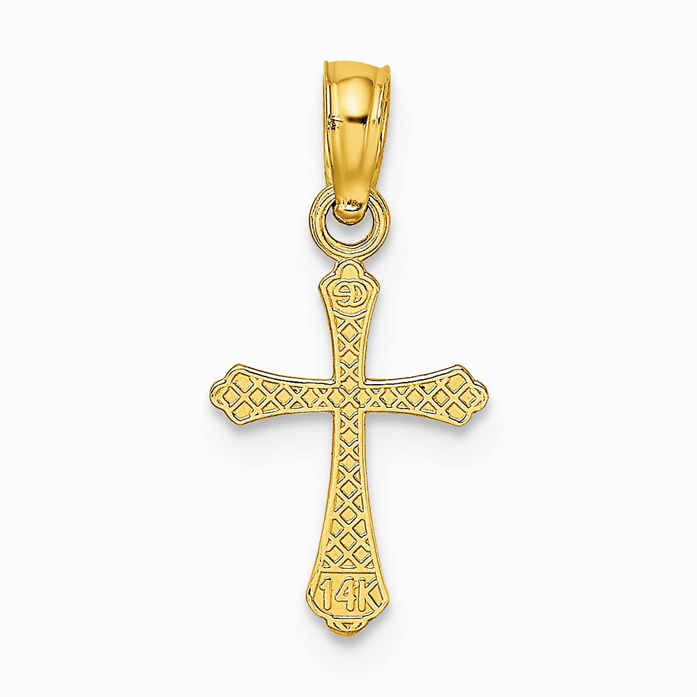 10K / 14K Yellow Gold Textured Mini Cross Charm - Product Photo