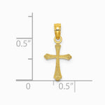 10K / 14K Yellow Gold Textured Mini Cross Charm - Product Photo