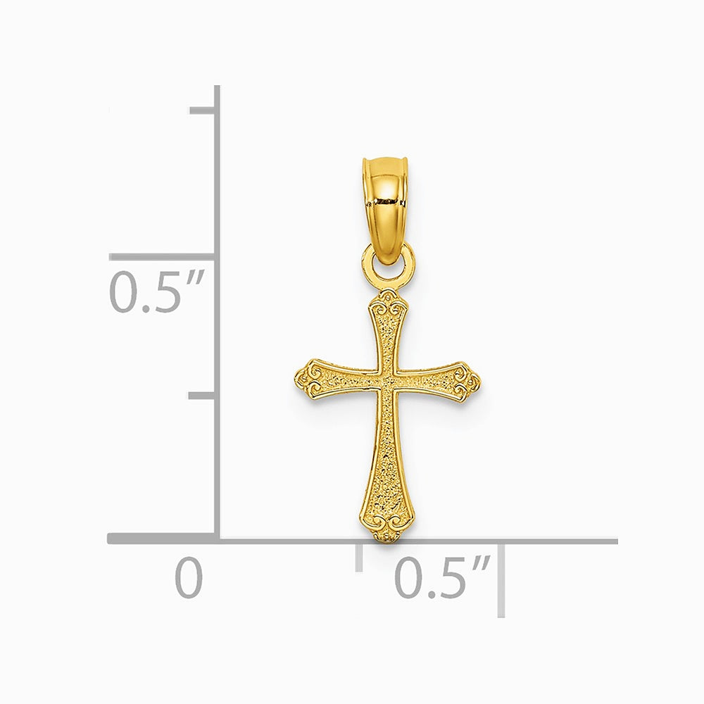 10K / 14K Yellow Gold Textured Mini Cross Charm - Product Photo