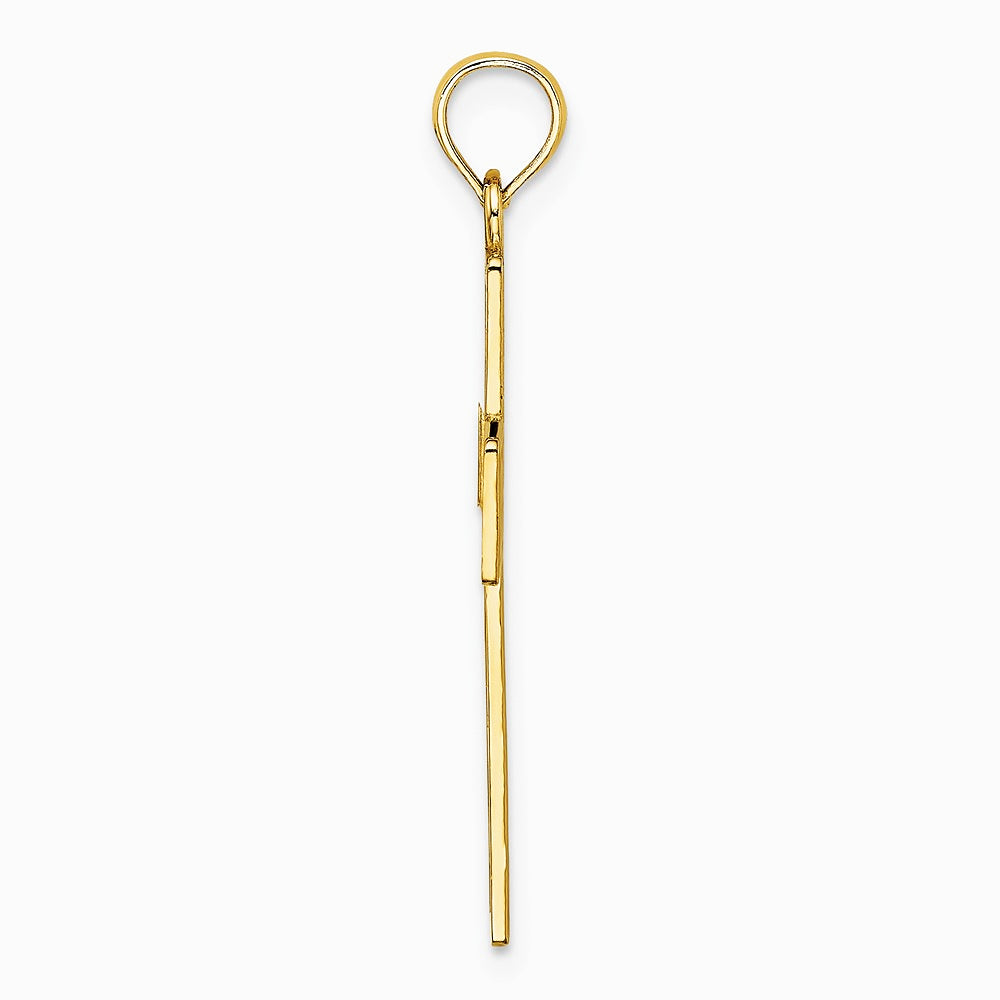 10K / 14K Yellow Gold Textured Lace Center Cross Charm - Product Photo
