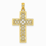 10K / 14K Yellow Gold Textured Lace Center Cross Charm - Product Photo