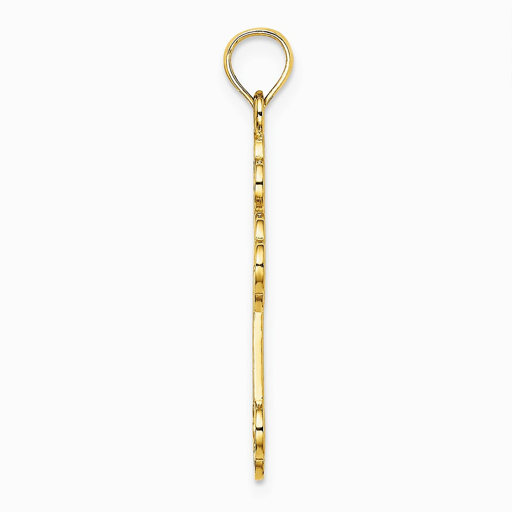 10K / 14K Yellow Gold Cut-Out Design Cross Charm - Product Photo