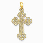 10K / 14K Yellow Gold Cut-Out Design Cross Charm - Product Photo