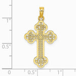 10K / 14K Yellow Gold Cut-Out Design Cross Charm - Product Photo