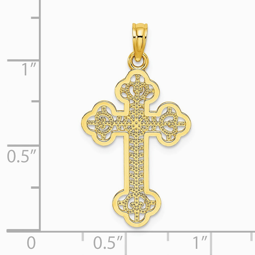 10K / 14K Yellow Gold Cut-Out Design Cross Charm - Product Photo