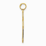 10K / 14K Yellow Gold Cut-Out Stripes Cross w/ Heart Charm - Product Photo