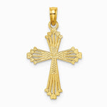 10K / 14K Yellow Gold Cut-Out Stripes Cross w/ Heart Charm - Product Photo