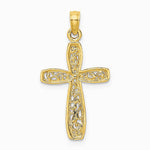 10K / 14K Yellow Gold Cross w/ Filigree Center Charm - Product Photo