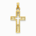 10K / 14K Yellow Gold Polished and Cut-Out Cross Charm - Product Photo