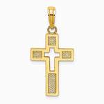 10K / 14K Yellow Gold Polished Cut-Out Cross Charm - Product Photo