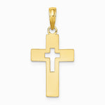 10K / 14K Yellow Gold Polished Cut-Out Cross Charm - Product Photo
