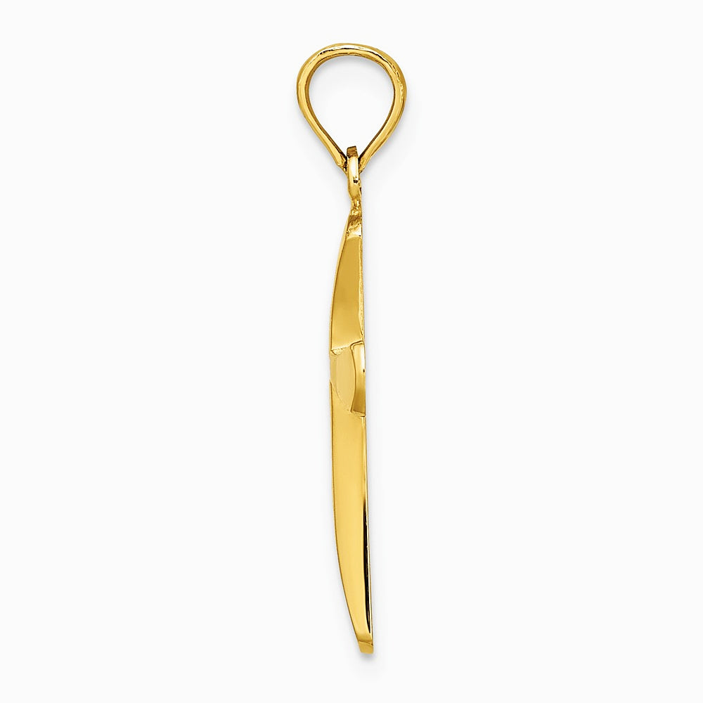 10K / 14K Yellow Gold Polished Beveled Cross w/ Round Tips Charm - Product Photo