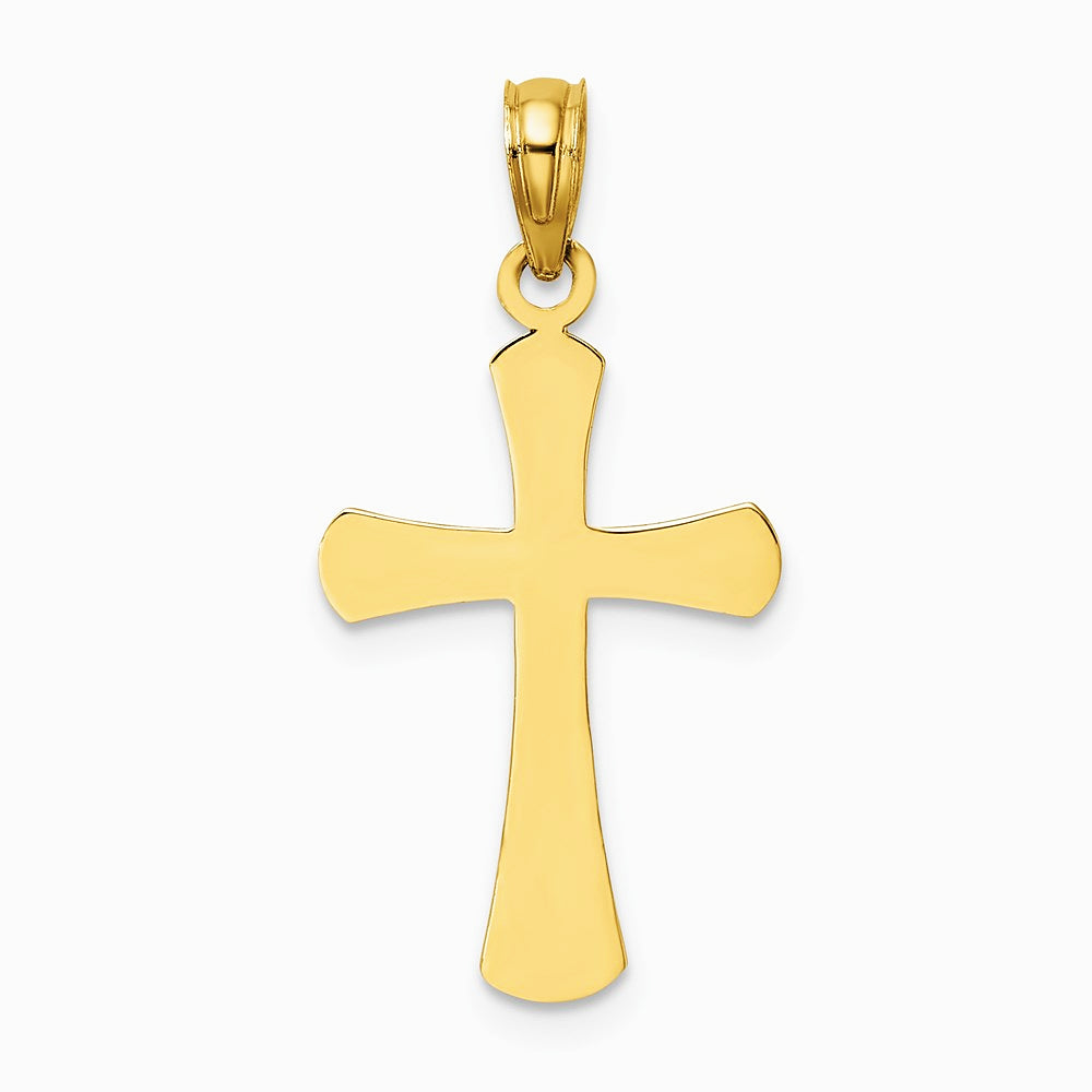 10K / 14K Yellow Gold Polished Beveled Cross w/ Round Tips Charm - Product Photo