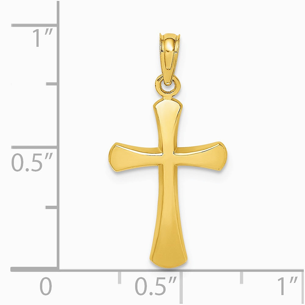 10K / 14K Yellow Gold Polished Beveled Cross w/ Round Tips Charm - Product Photo