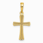 10K / 14K Yellow Gold Polished Beveled Cross w/ Round Tips Charm - Product Photo