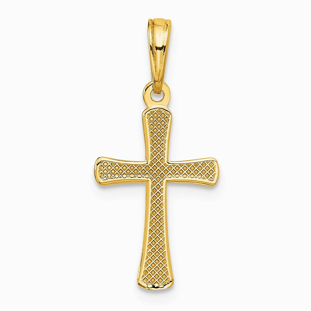 10K / 14K Yellow Gold Polished Beveled Cross w/ Round Tips Charm - Product Photo