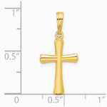 10K / 14K Yellow Gold Polished Beveled Cross w/ Round Tips Charm - Product Photo