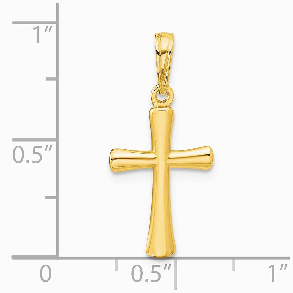 10K / 14K Yellow Gold Polished Beveled Cross w/ Round Tips Charm - Product Photo