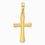 10K / 14K Yellow Gold Polished Beveled Cross w/ Round Tips Charm - Product Photo